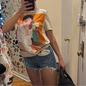 Zara Beige and Orange Graphic Tee